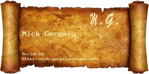 Mick Gergely névjegykártya